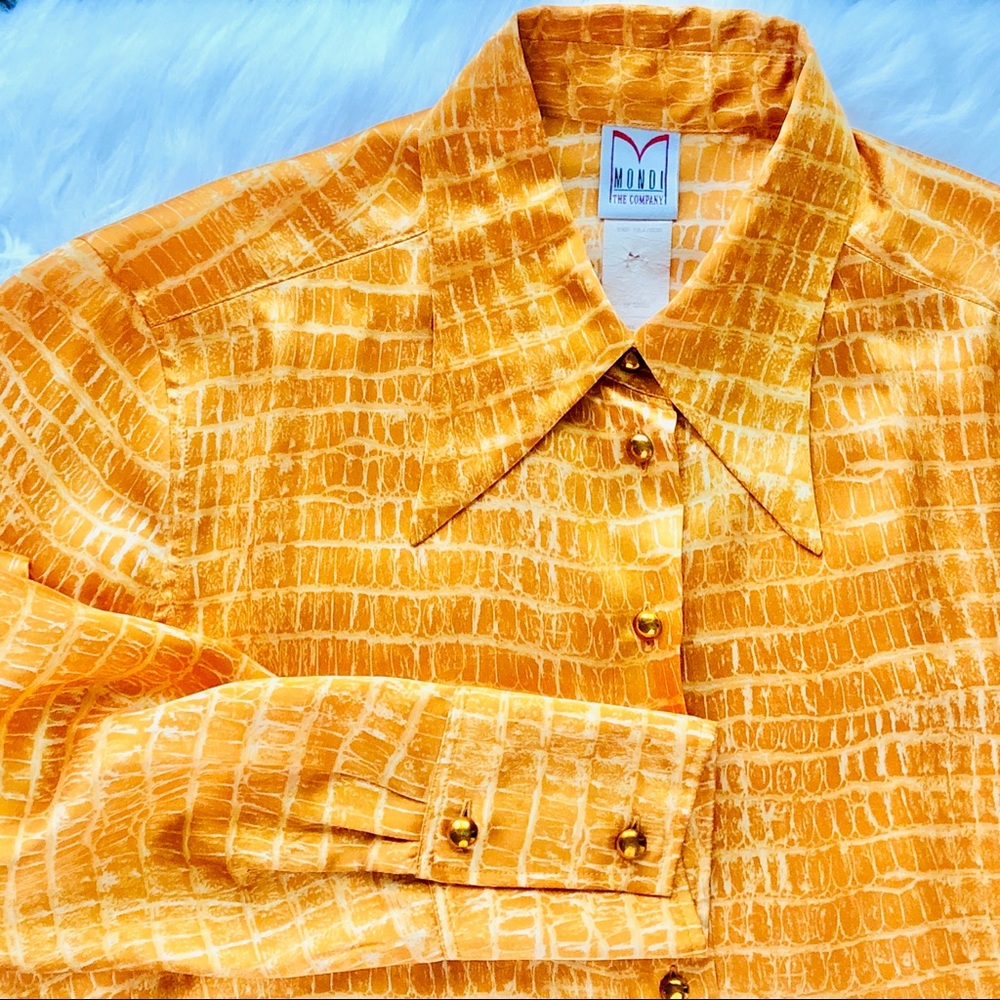 Mondi Golden Yellow Textured Button-Up Blouse